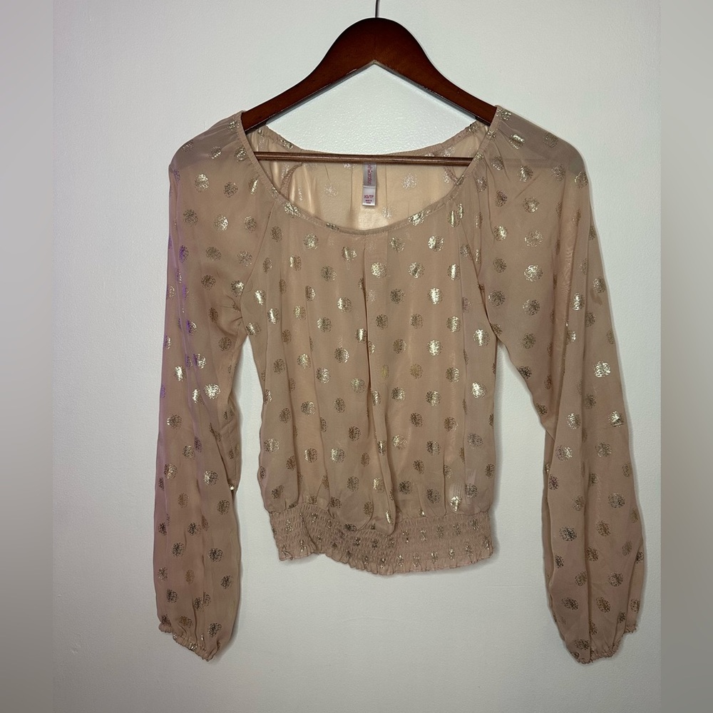 Xhilaration Woman Sheer Polka Dot Blouse